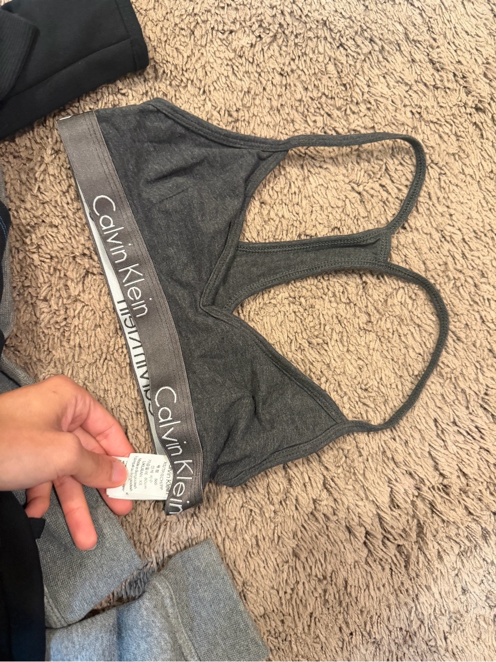 Calvin Klein Dark Gray Logo Triangle Bralette